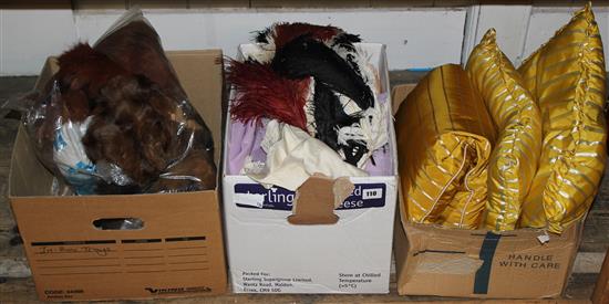 Feathers, textiles, fur etc